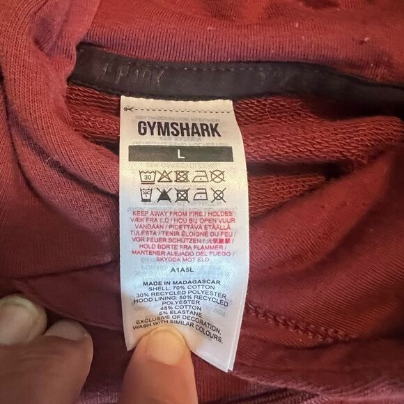 Gymshark Womens Graphics Fraction Hoodie Sweatshirt Front Pocket Maroon Size L - Picture 8 of 13